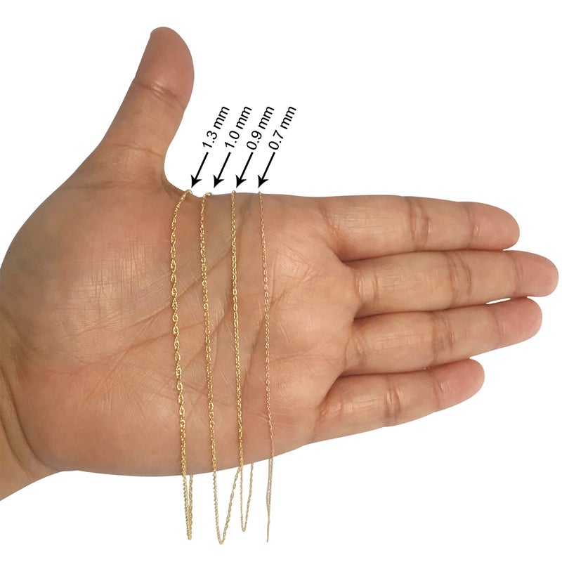 Kooljewelry Womens Classic Rope Chain - 10k Yellow Gold Barely-There Necklace, Thin Lightweight - Image 3